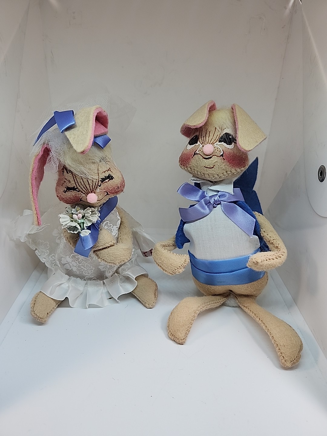 Annalee Dolls Bunny Bride & Groom Wedding Pair, 1993