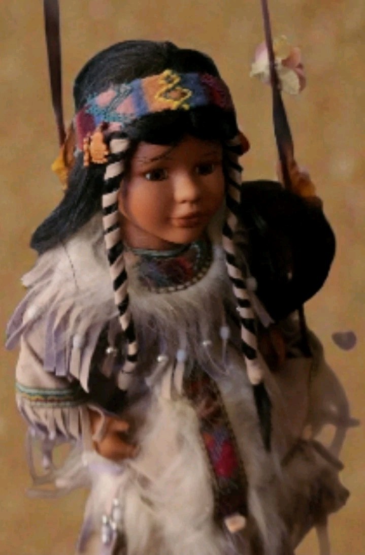 Vintage 15″ Cathay Collection Native American Porcelain Doll/ Collectible