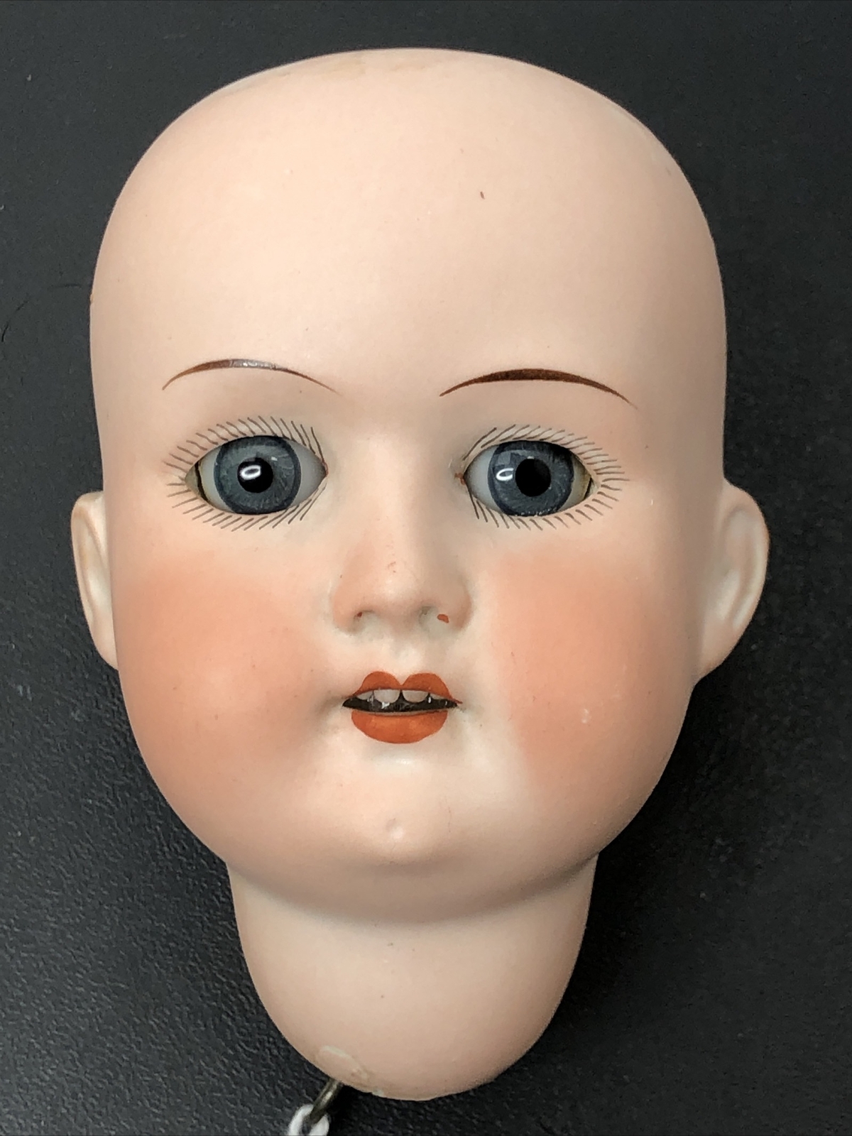 4” High Antique Germany Bisque Doll Head Heubach Kopplesdorf 250 5/0 SL Eyes #ME
