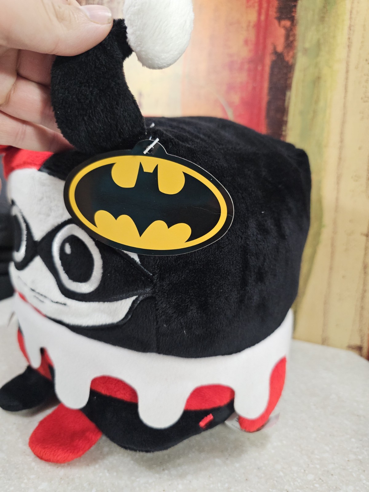 DC Comics Batman Harley Quinn LARGE Cube Stuffed Plush Six Flags Magic Mountain