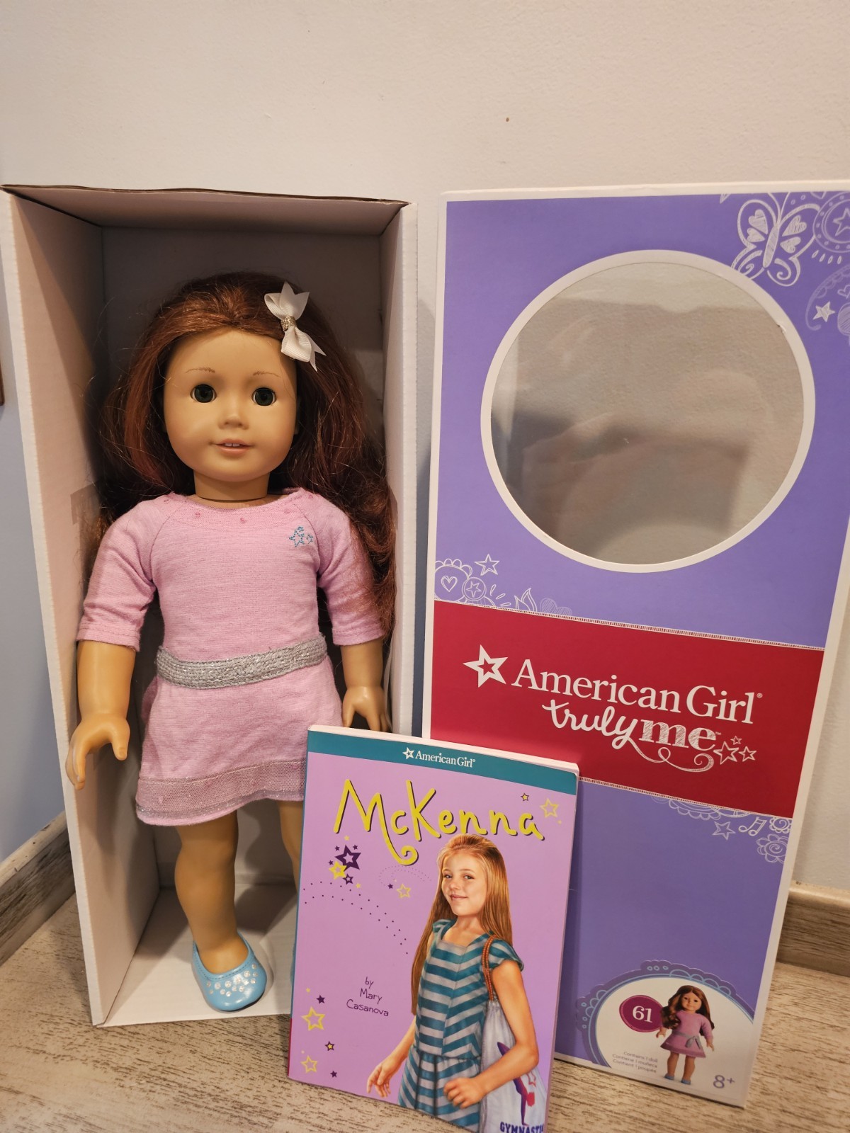 American Girl McKenna DOLL Light Red Hair Deep Brown Eyes, & BOOK, MINT in Box!