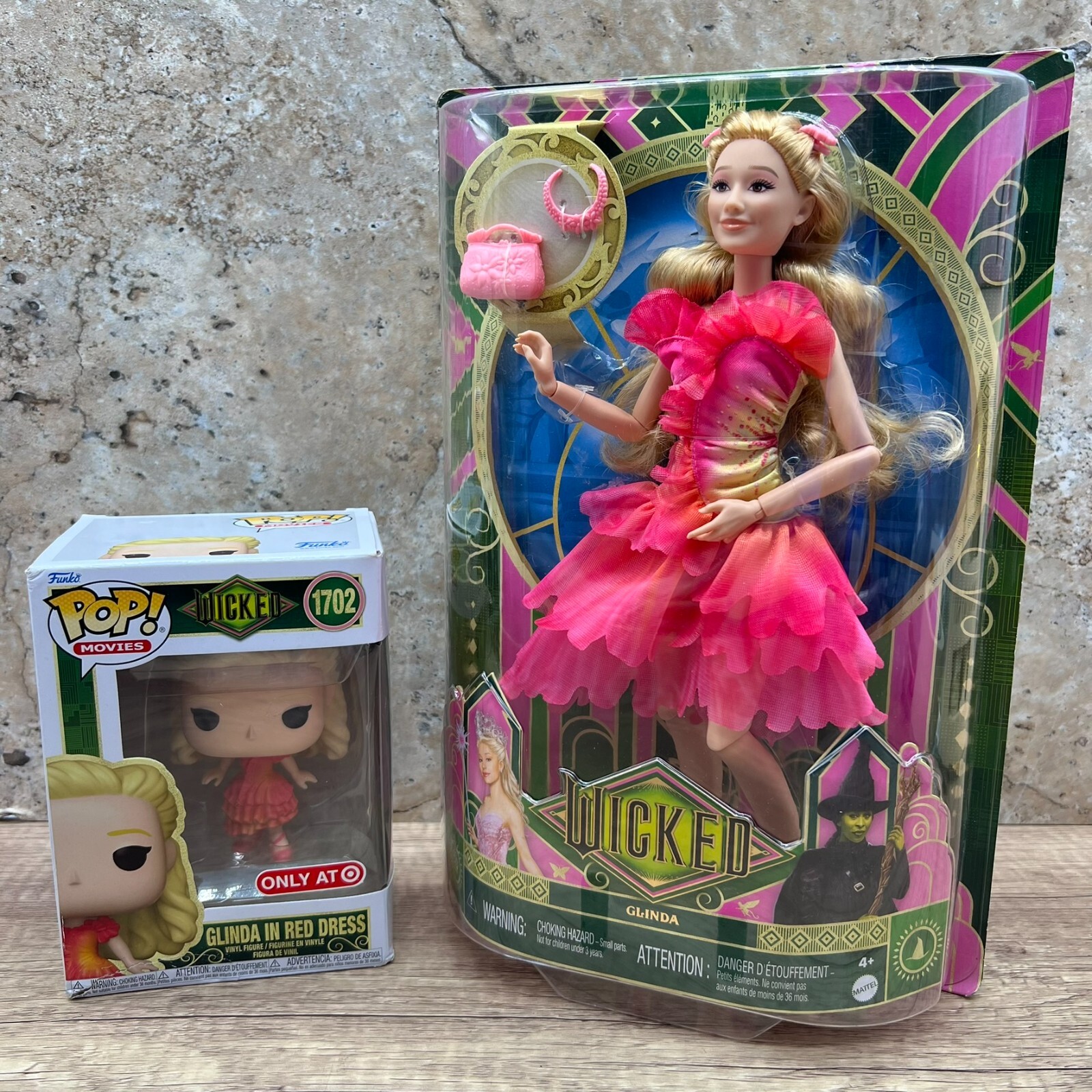 COLLECTIBLE Mattel Wicked Movie Glinda Fashion Doll URL MISPRINT & Funko Pop!
