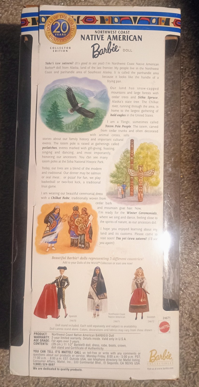 NRFB Northwest Coast Native American Dolls of the World Barbie 1999