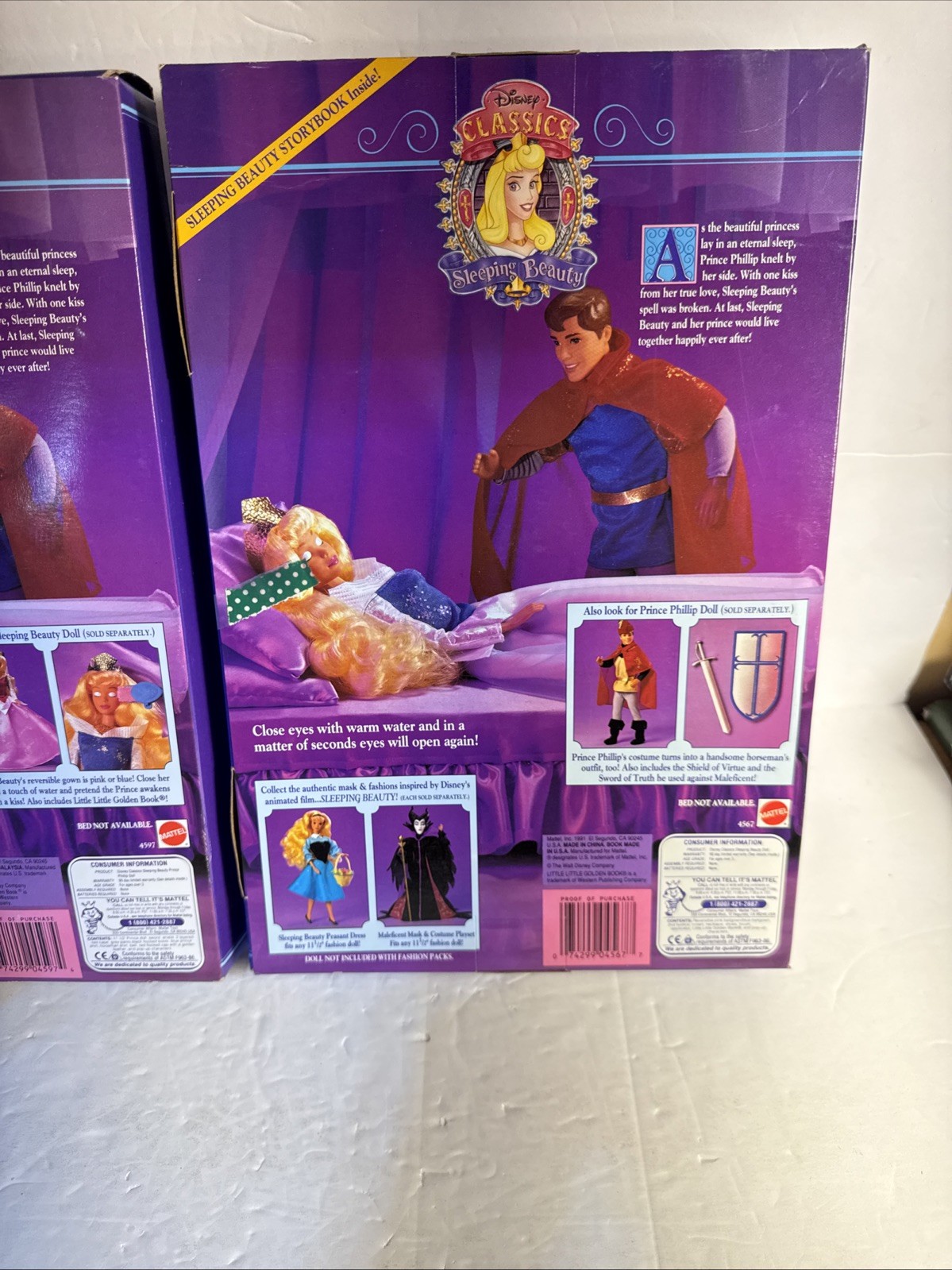 1991 Mattel Disney Classics Sleeping Beauty Doll Set Aurora Prince Phillip Worn