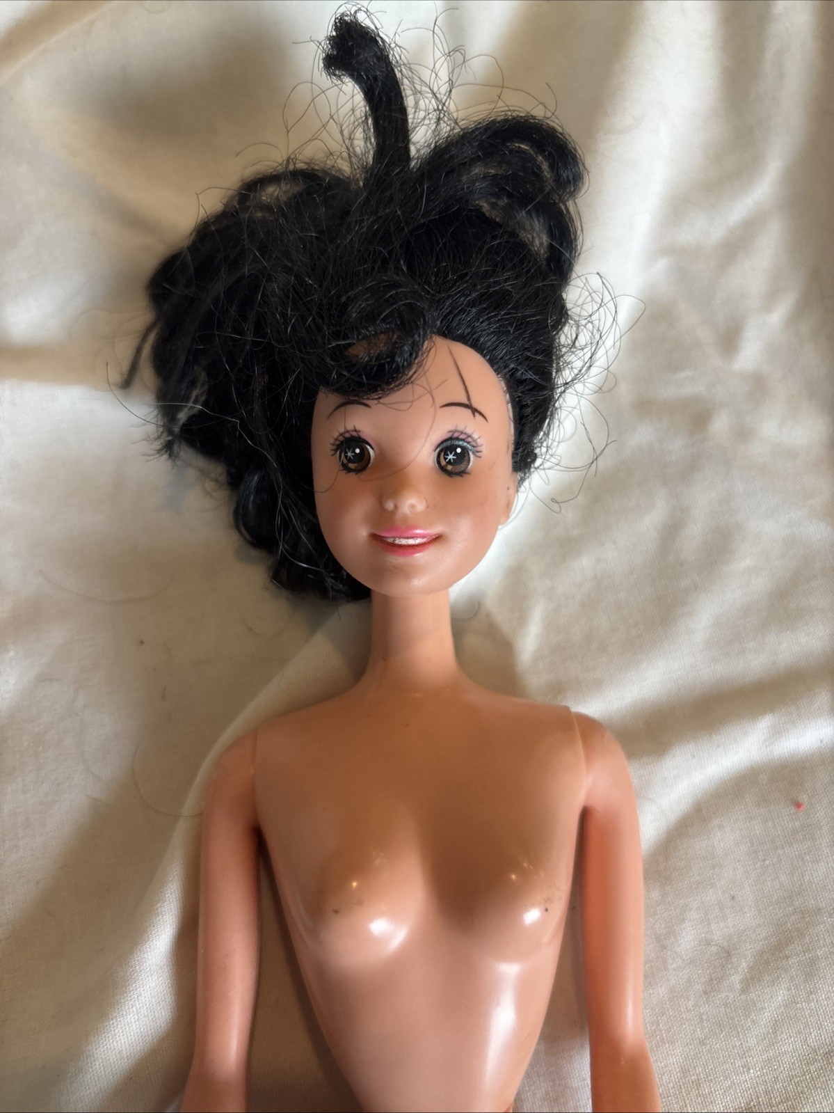 Vintage 1966 Malaysia Mattel Barbie DOLL NUDE 11.5 Inches Black Hair Brown Eyes