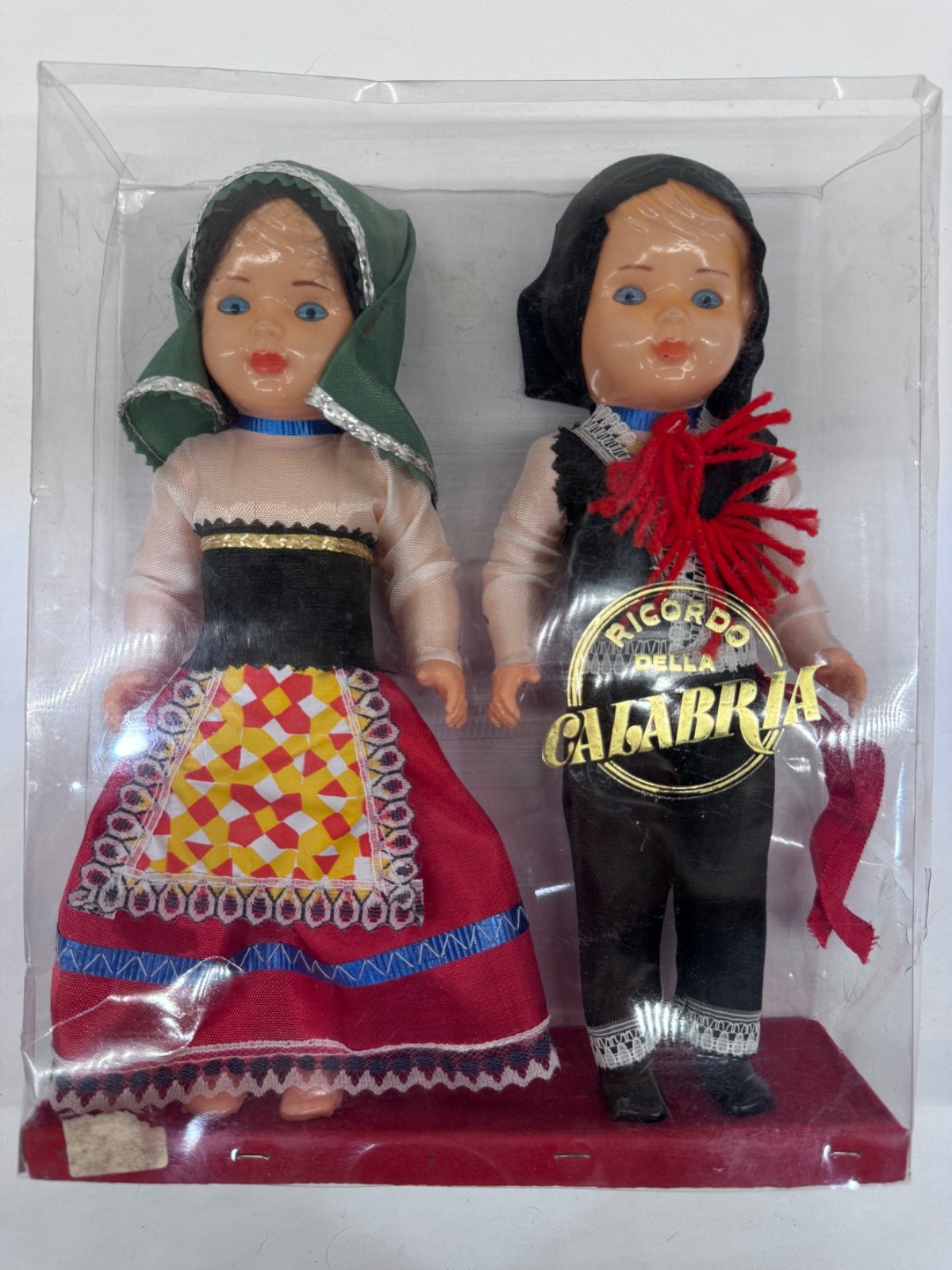 Rare NRFB 9″ Souvenir Ricordo Della Calabria Italy Boy and Girl Doll Set 1960s