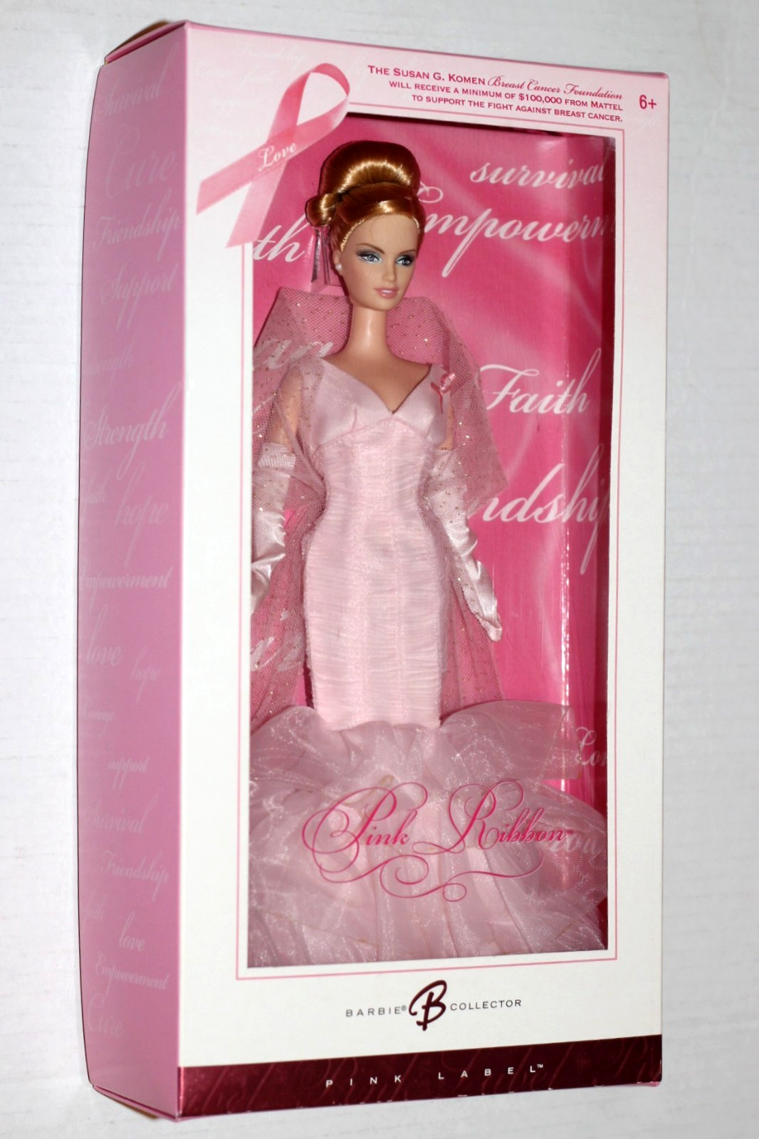 BARBIE DOLL PINK RIBBON 6+ MATTEL J0932 PINK LABEL 2006 BREAST CANCER SUPPORT