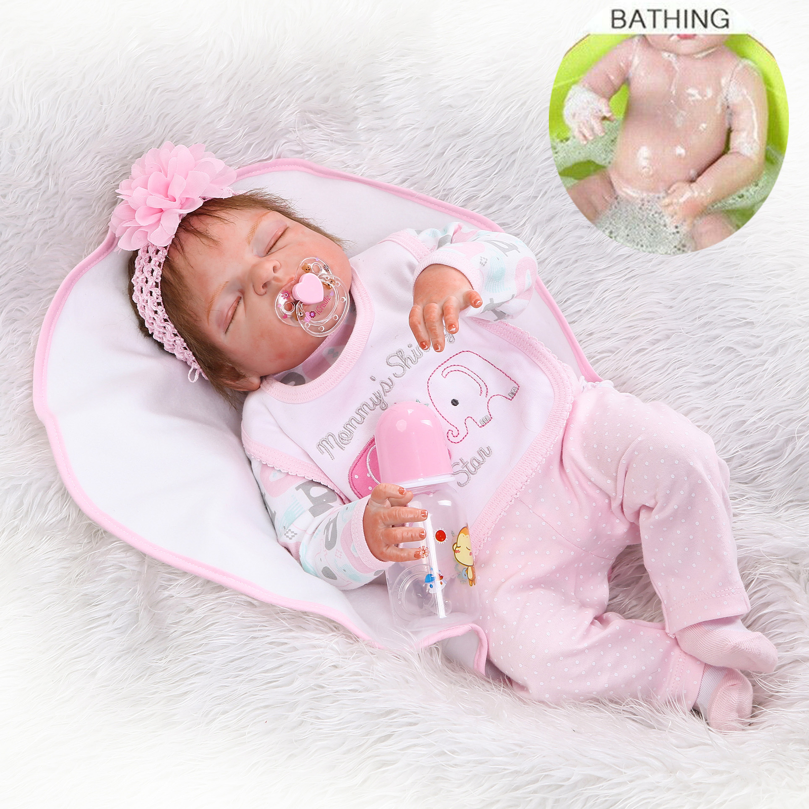 Waterproof 22″ Reborn Baby Dolls Full Body Vinyl Silicone Lifelike Newborn Girl
