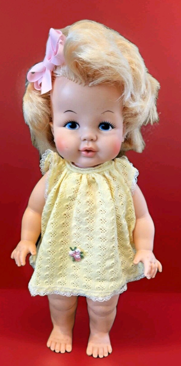 Vintage EEGEE Dublon Softina 13″ Doll 1970’s Drink Wet Soft & Sweet Painted Eyes