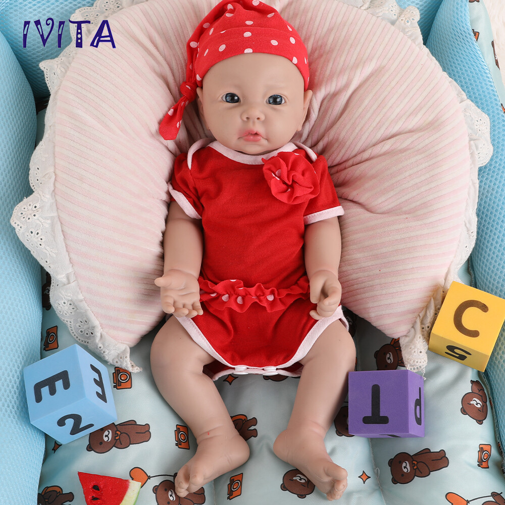 IVITA 17” Soft Silicone Reborn Baby Doll Realistic Girl Fullbody Silicone Doll