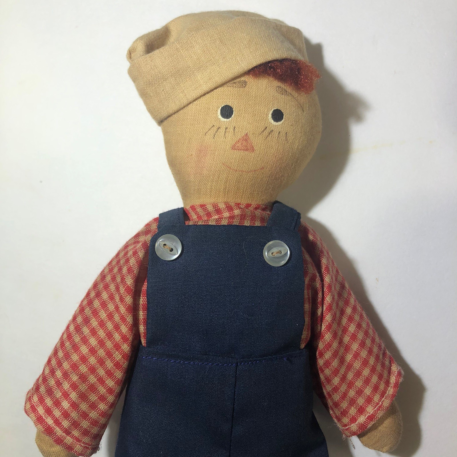 Primitive Style Raggedy Ann & Andy Fabric Craft Dolls Handmade Vintage 8”