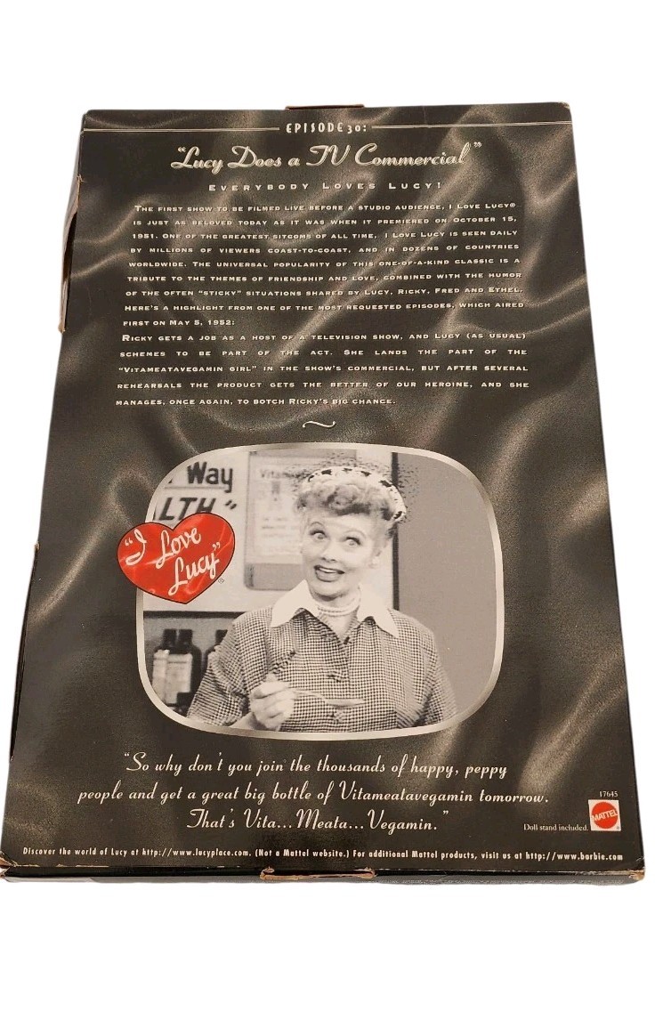 1999 I Love Lucy “Lucy’s Italian Movie” Barbie Mattel 25527 Episode 150 NIB