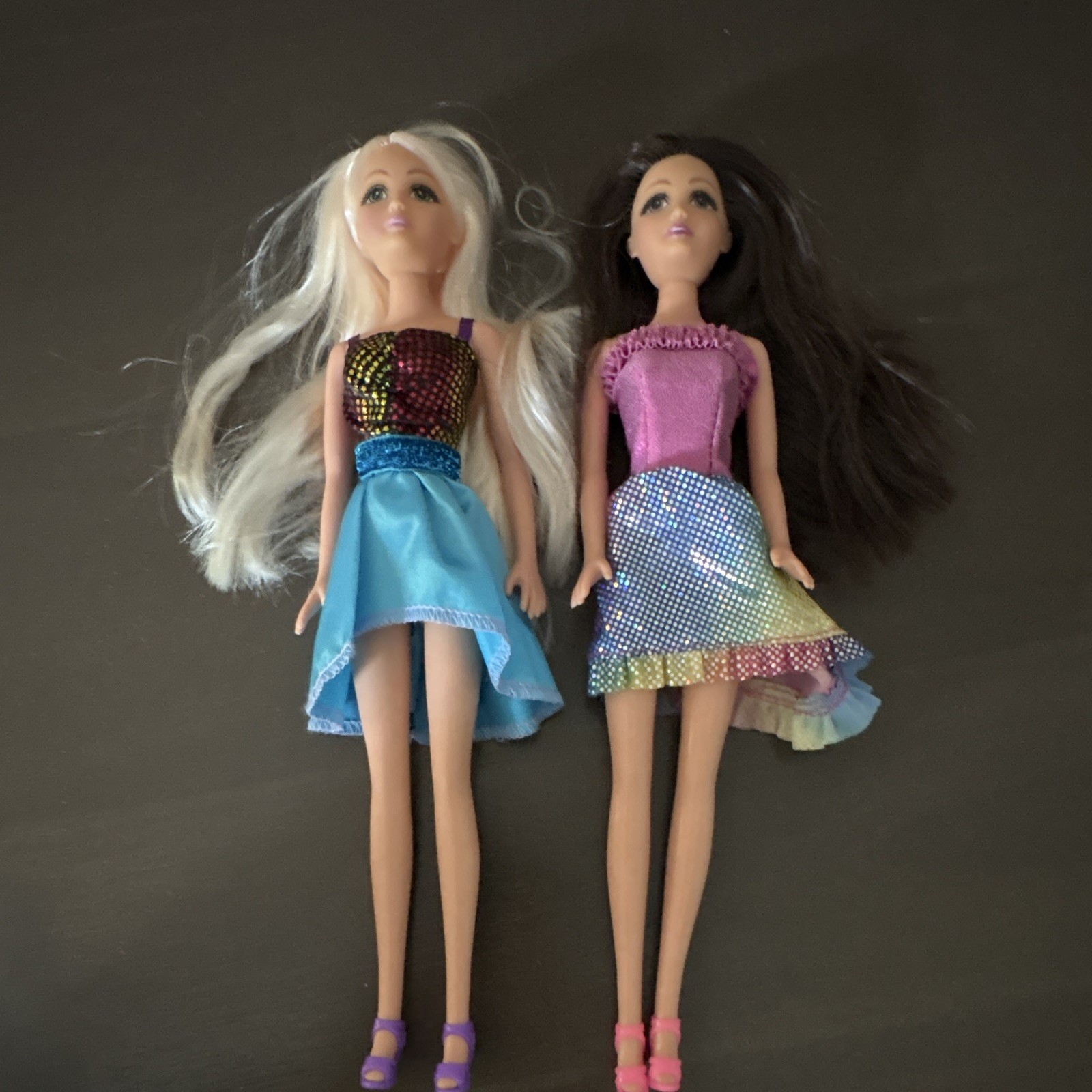Lot of 2 Fashion Dolls w/Outfits & Shoes Removable Clothes Hair Varies