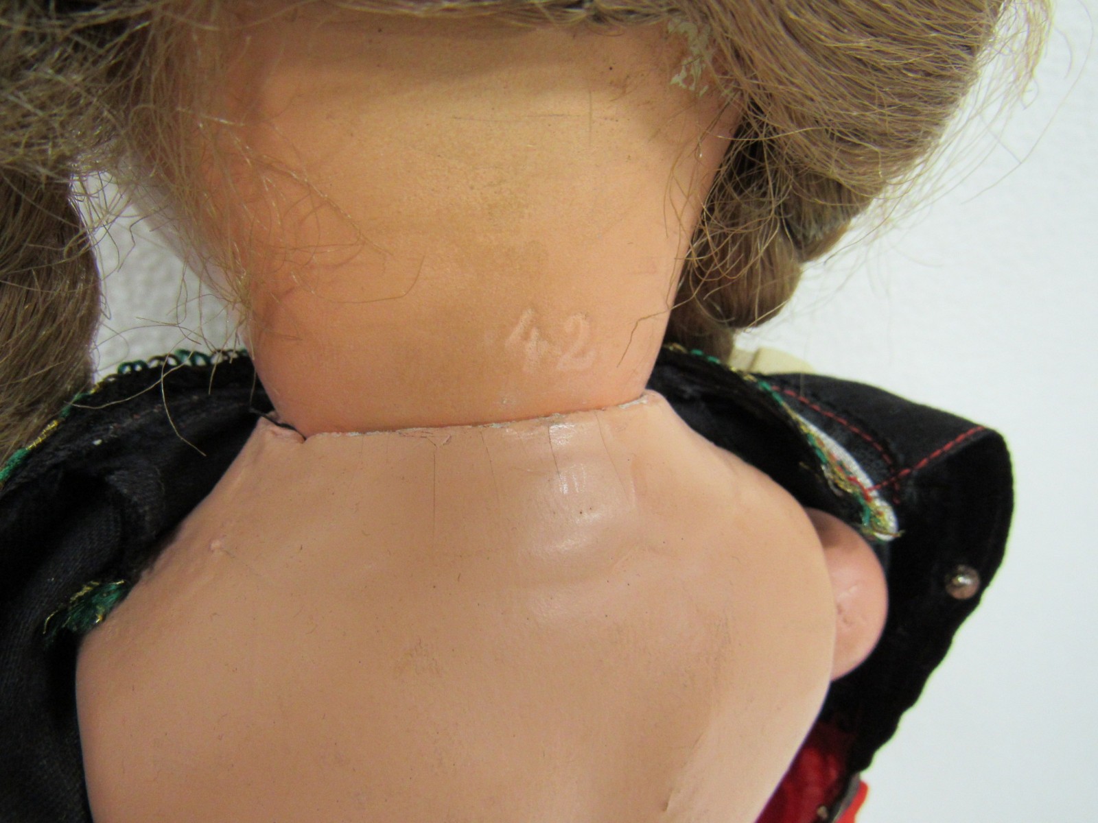 Antique German Composition Doll Marked 42 Glass Sleep Eyes
