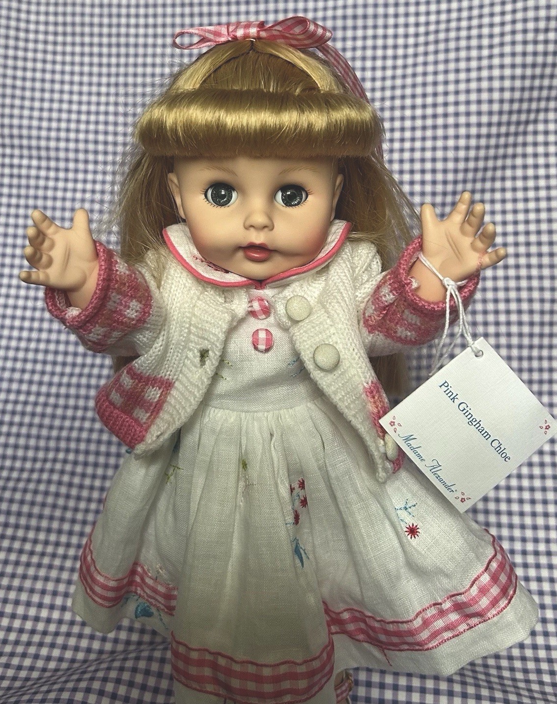 Madame Alexander “Pink Gingham” Chloe Doll Carolyn Face Beautiful Condition Tag