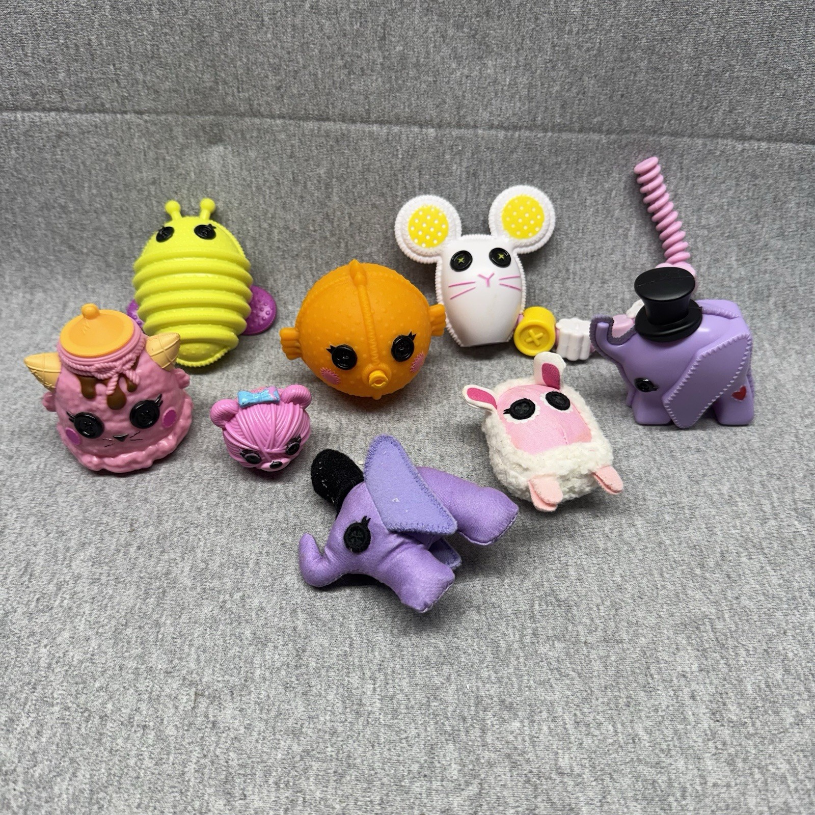 LALALOOPSY LOT Of 7 Different Doll Pets Bird Elephant Sheep Mouse Cat And More
