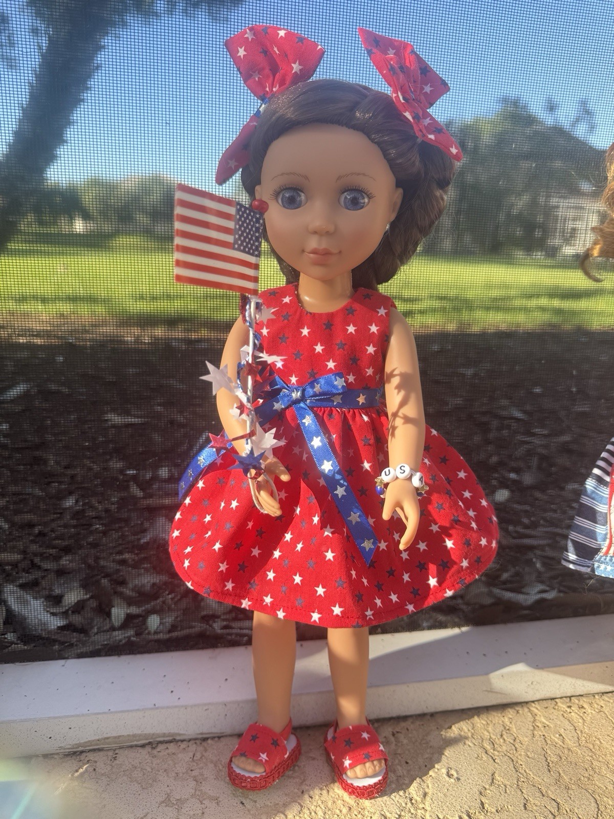 4th Of july 6pc Dress Outfit Fits AMERICAN GIRL AG SISTERS/ Wellie Wishers Doll