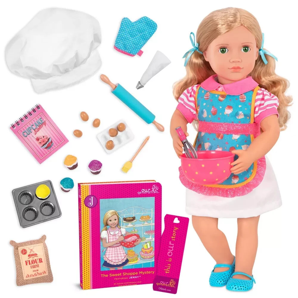 Our Generation 18″ Posable Baking Doll with Storybook & Accessories – Jenny