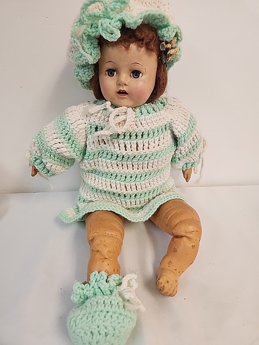 Vintage Ideal P-200 21″ Doll w Hard Plastic Head Rubber Cloth Body