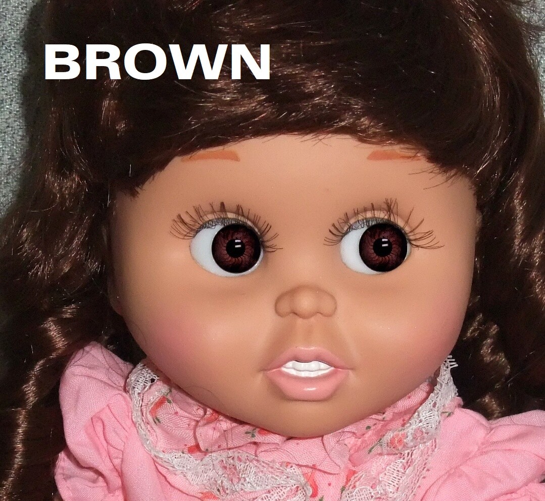 CUSTOM 11mm BROWN EYE LENSES (Eye Chips) for Galoob Baby Face Dolls