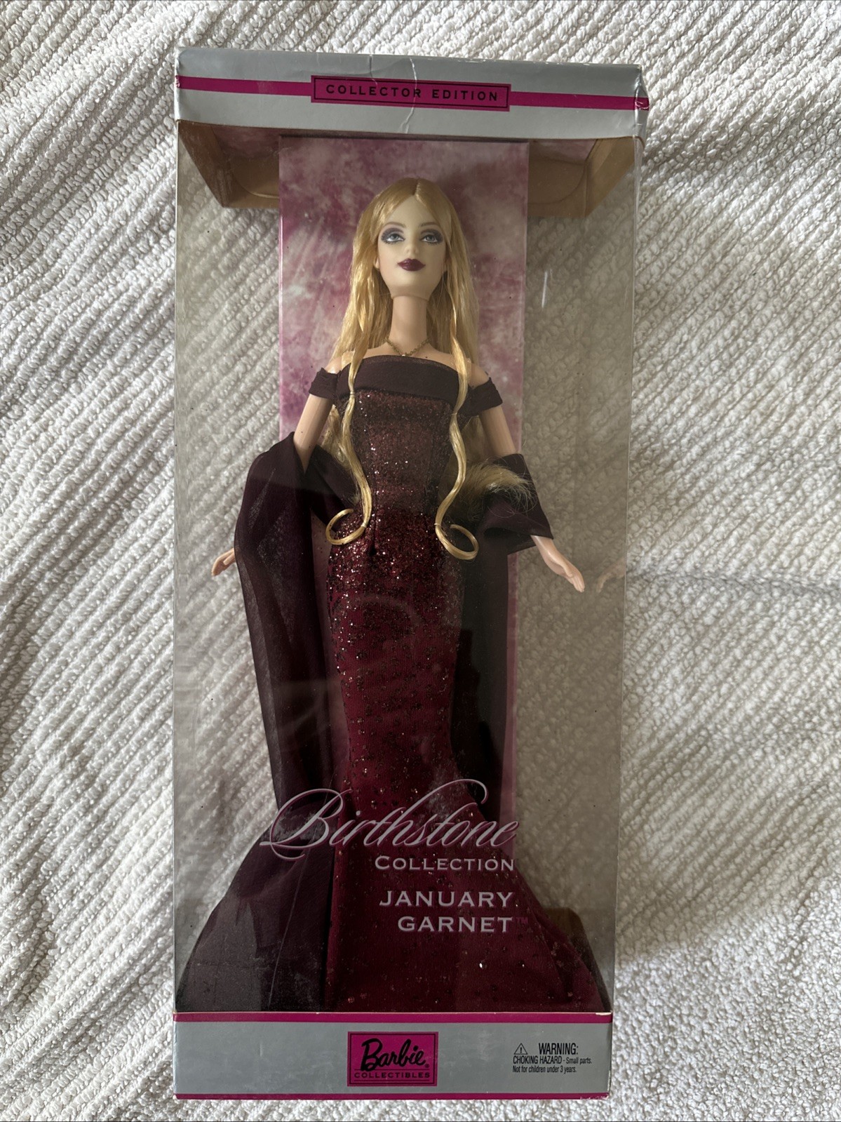 2002 NRFB Barbie Birthstone Collection January Garnet Mattel Blonde