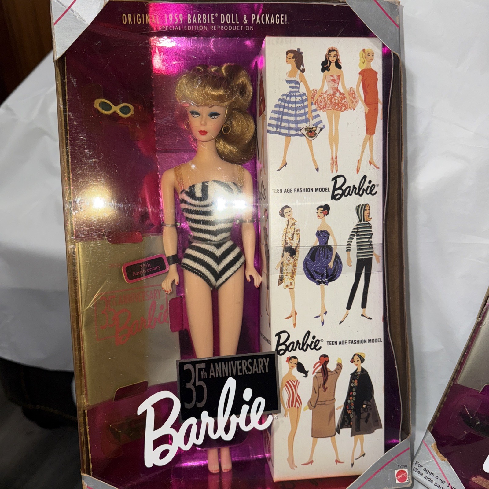 35th Anniversary Barbie Dolls (Blonde & Brunette) – Mattel #11590 & #11782