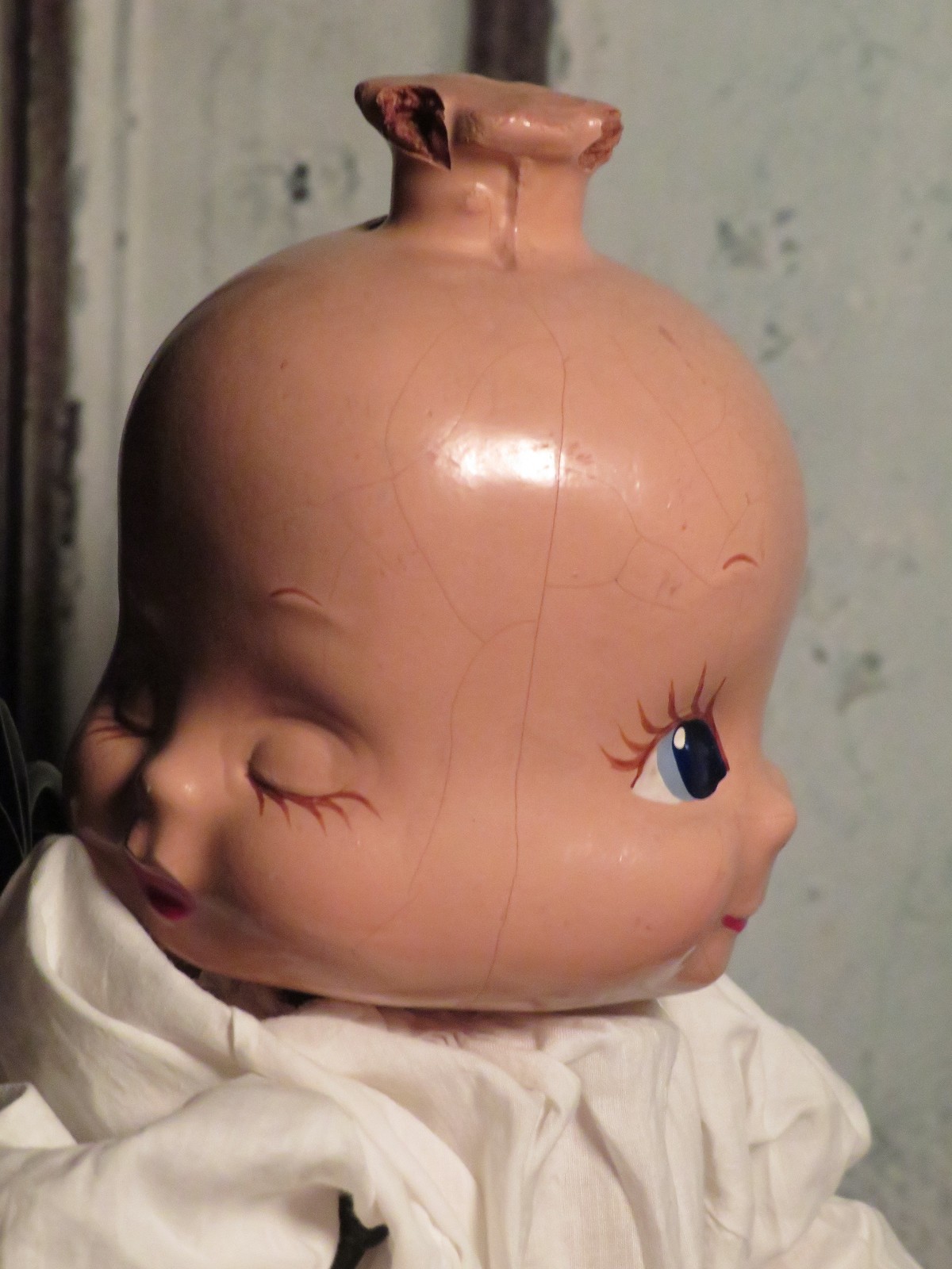Vintage Three 3 Face Composition Trudy Doll Smile Cry Sleep 15″ c1946 CREEPY
