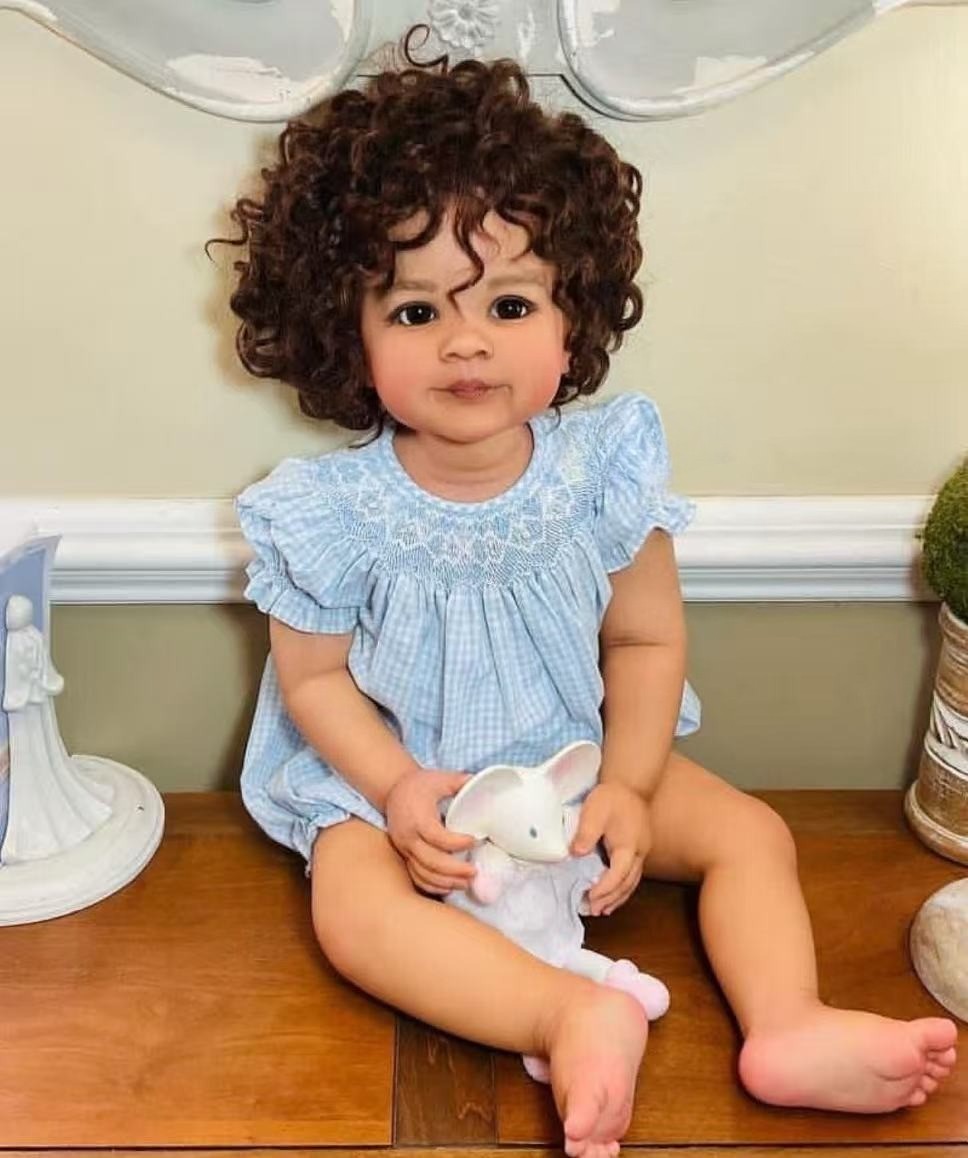 New 30in Toddler Girl Reborn Baby Doll Kits Rooted Curly Hair Realistic Toy Gift