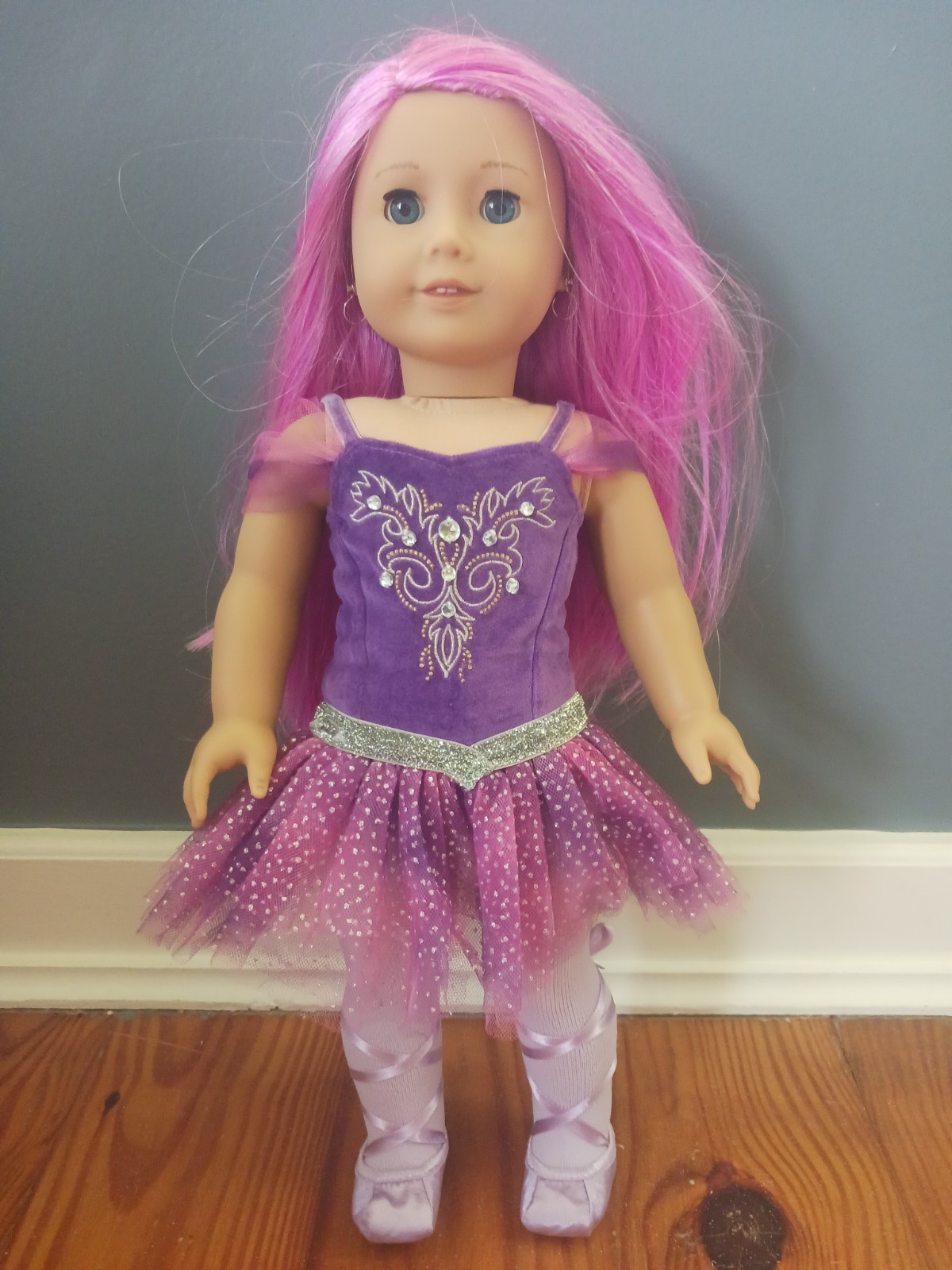 American Girl Doll JLY 87 in Nutcracker Sugar Plum Fairy Outfit – Blue Earrings