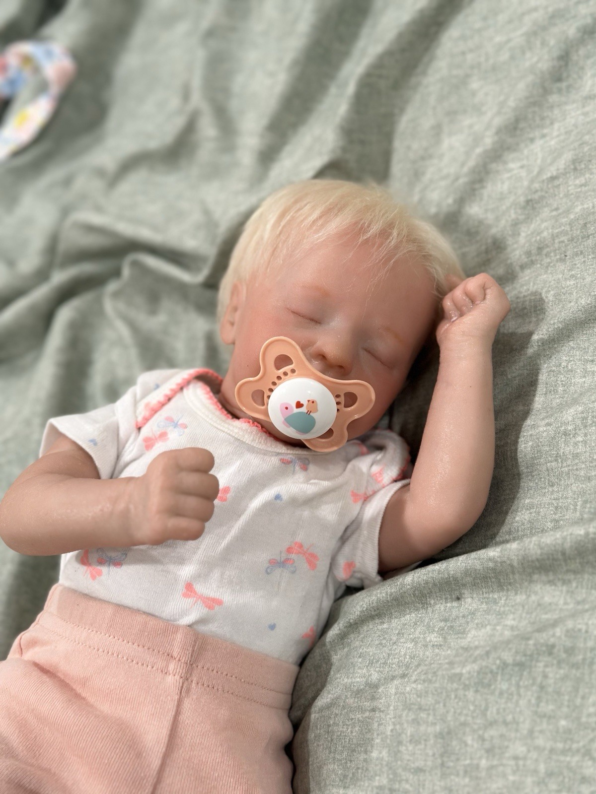 Reborn Baby Doll Aspen. Cloth Body, Rooted Hair, Newborn scent, Preemie Size