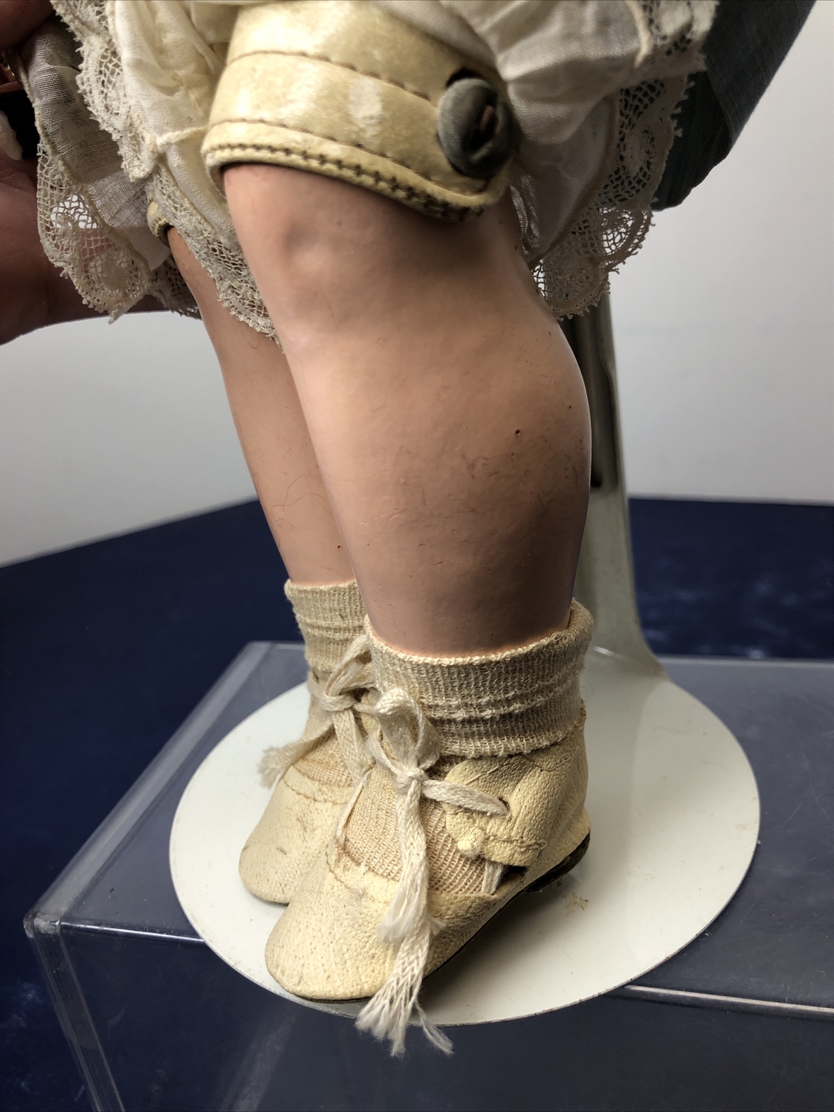 18” Antique German Simon & Halbig 1078 Bisque Doll Leather Kid Body Mohair #SC2