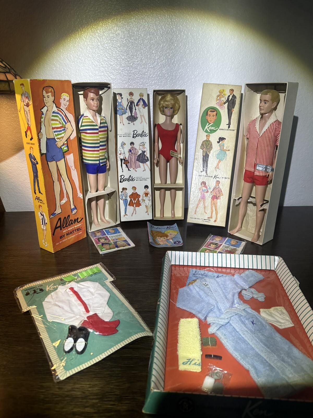 Vintage Allan Barbie Ken Dolls BOXES DETAILS & WRIST TAG All Original & Clothes