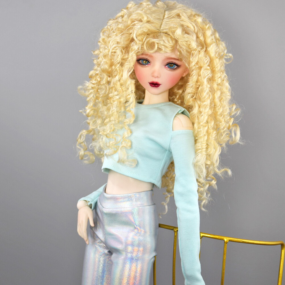 BJD Doll Toy 22 inch Female Doll Glitter Eyes Removable Outfits Blonde Curly Wig