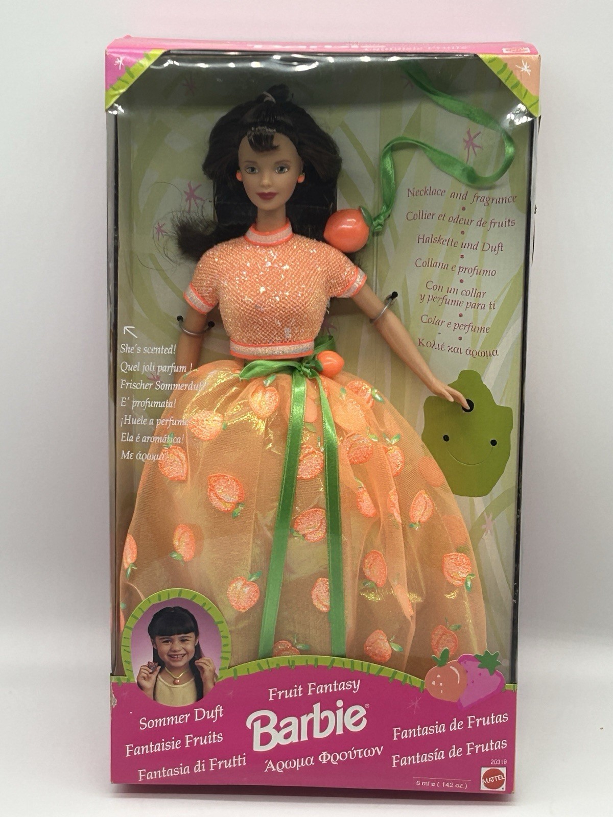 1998 Barbie Fruit Fantasy Peach Fashion Doll Scented w/Necklace #20319 NRFB