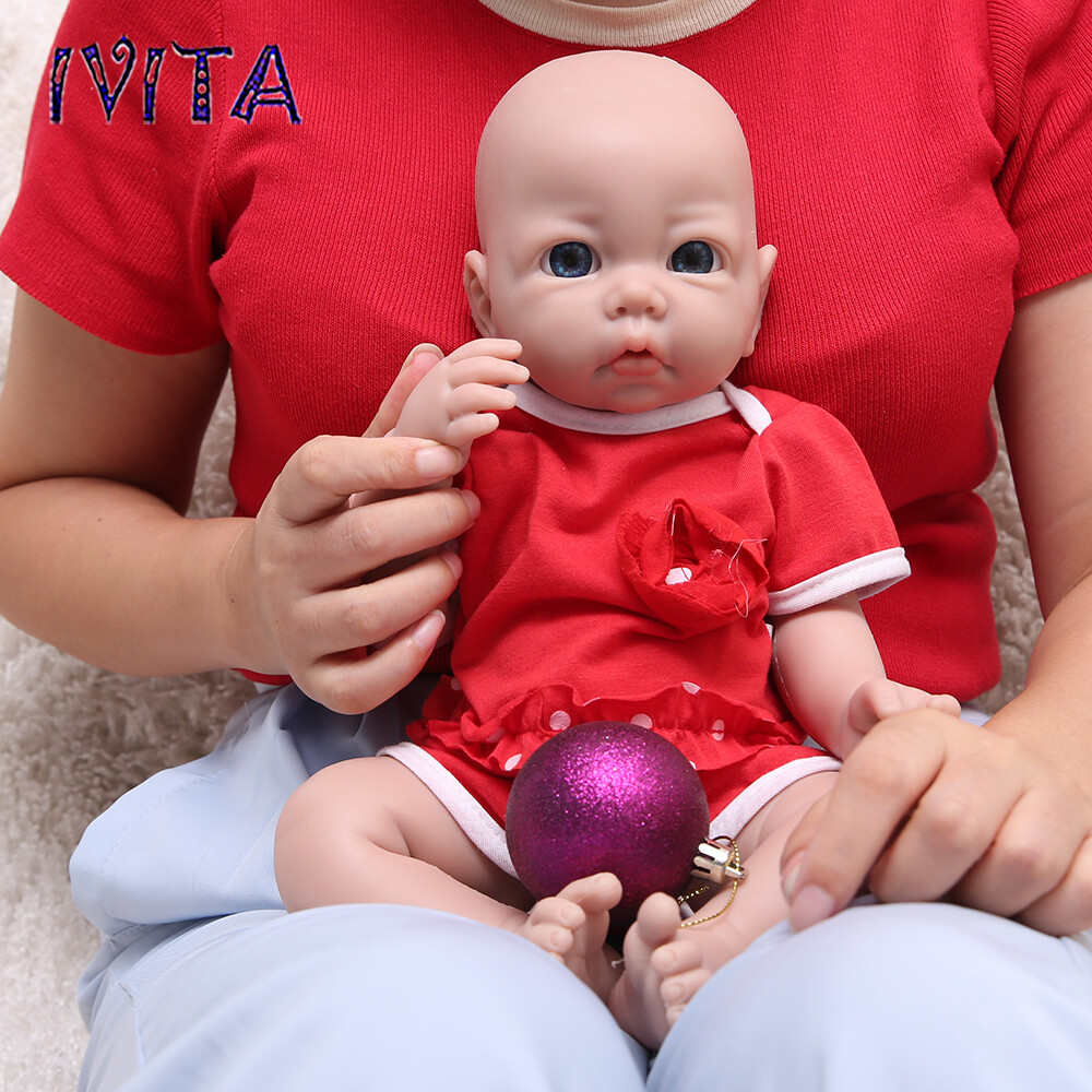 IVITA 17” Soft Silicone Reborn Baby Doll Realistic Girl Fullbody Silicone Doll
