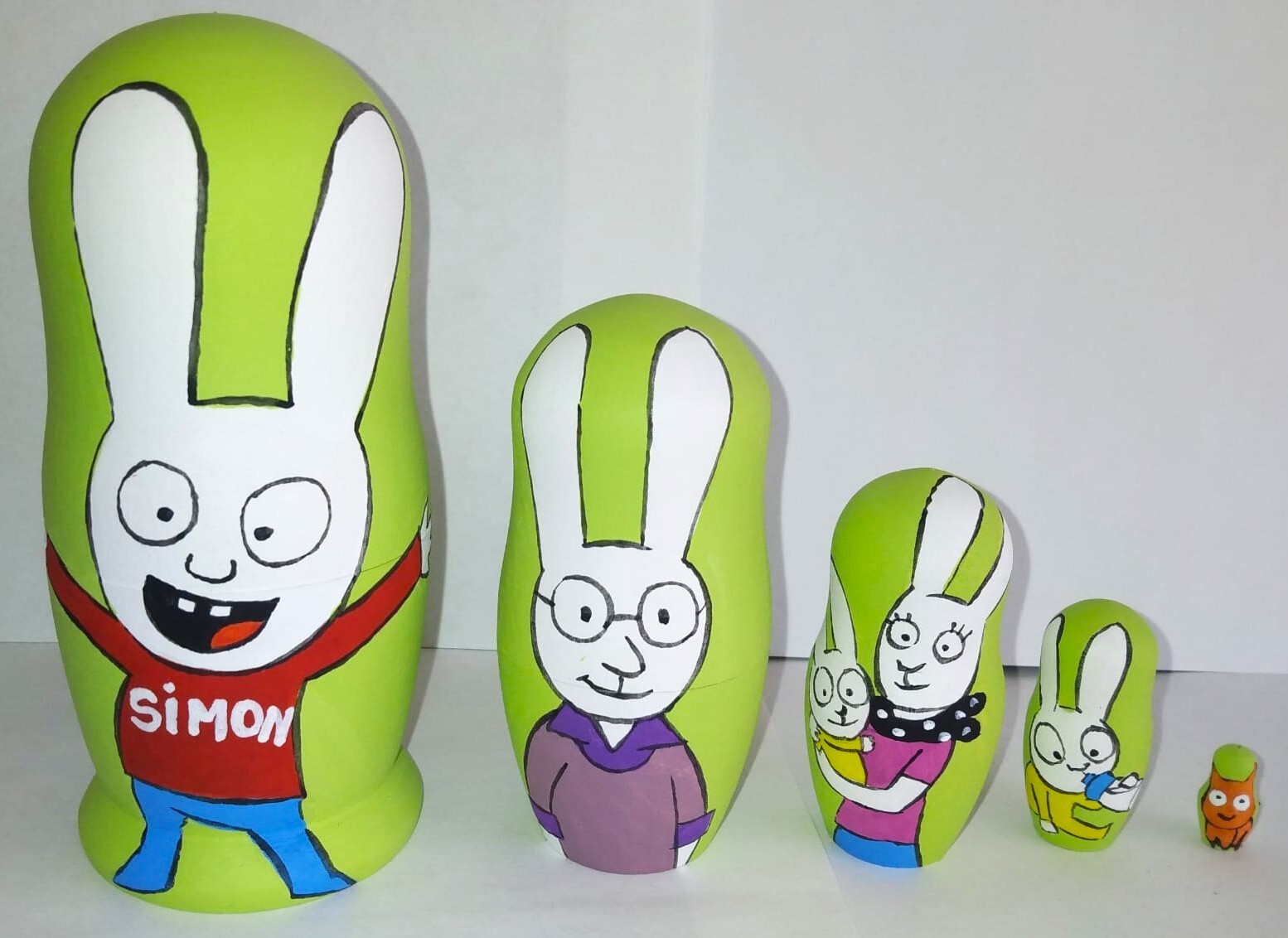 Simon Rabbit nesting doll handmade