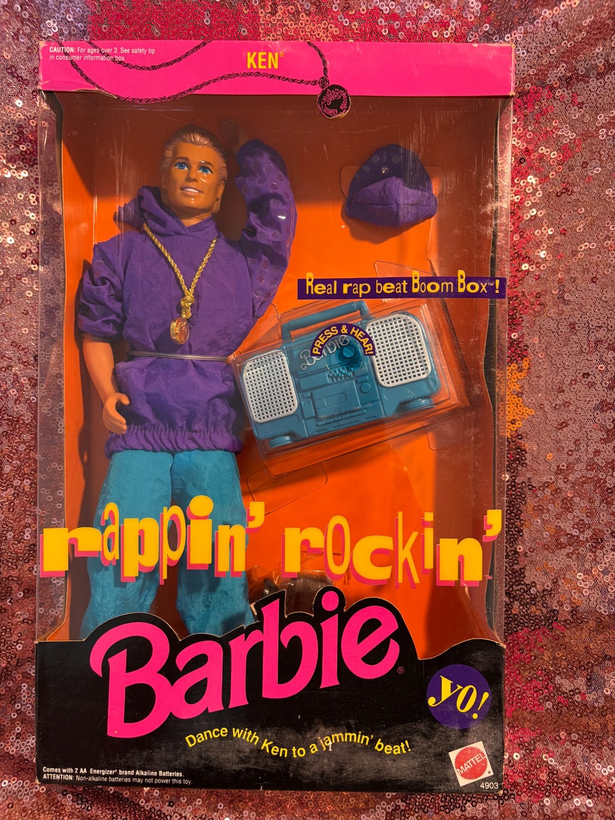 1991 Vintage RAPPIN’ ROCKIN’ KEN NRFB #4903 w BOOM BOX