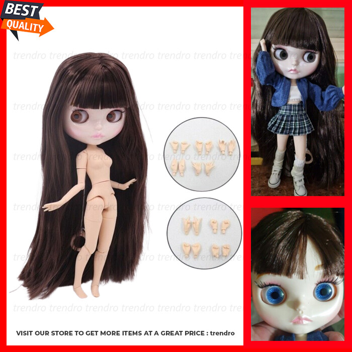 12″ Blythe Doll Factory Joint Body Glossy Face Brown Hair New Custom Lip Toy DIY