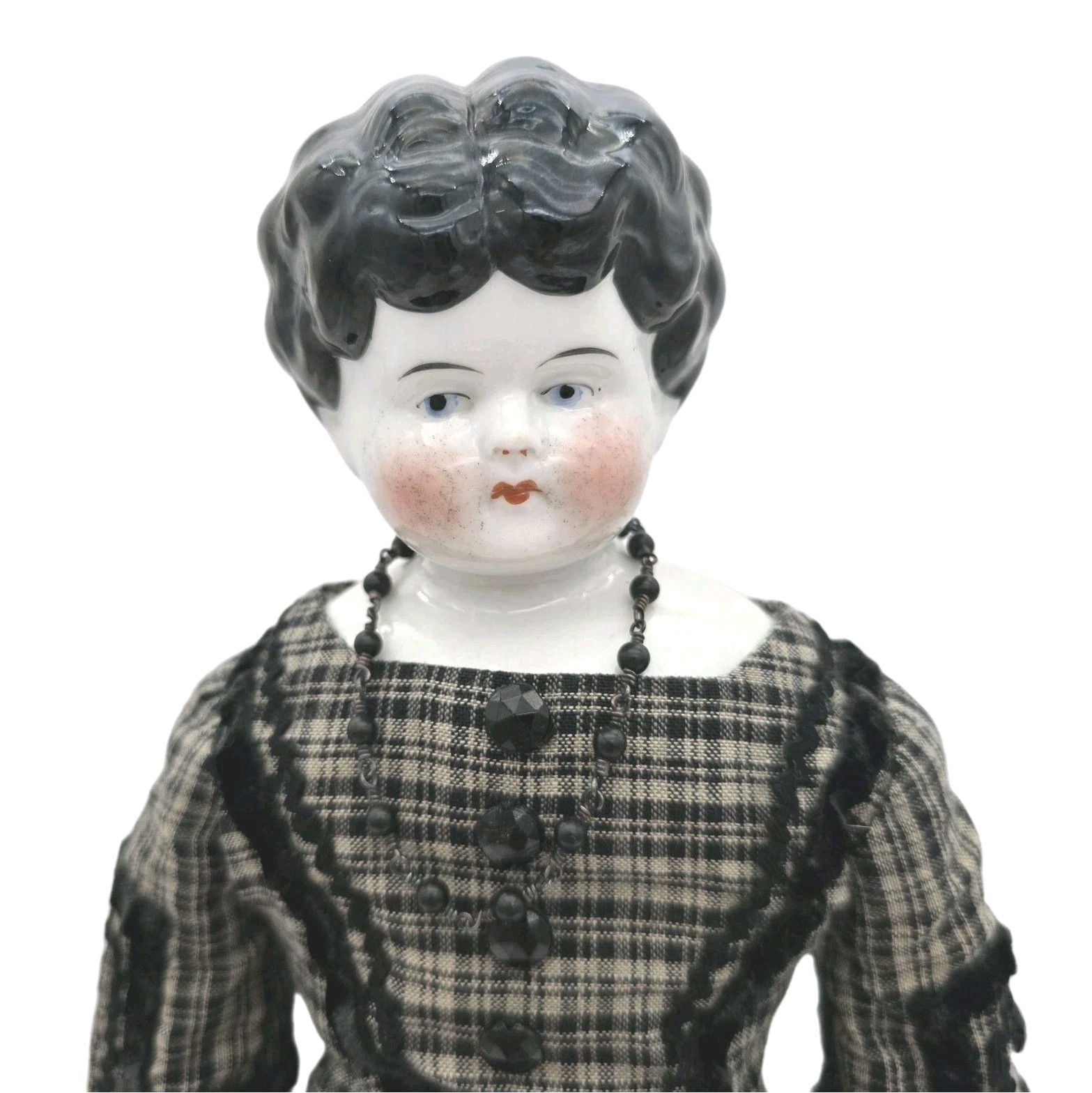 Antique Hertwig China Head Doll – Low Brow, Slim Lady BodyPetite Size 16″