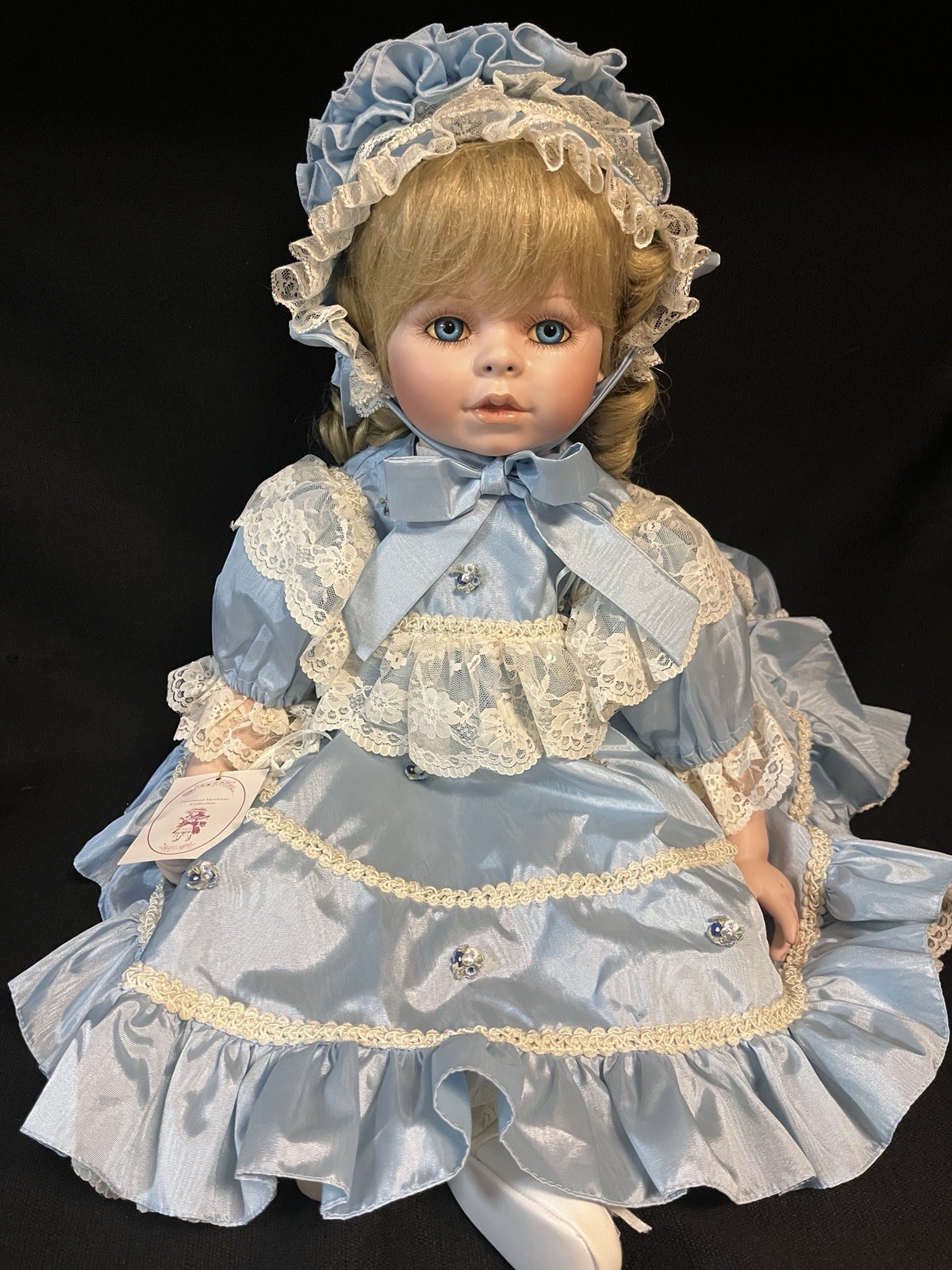 Michael Reid SARAH Porcelain Toddler Doll 24″ Blonde Blue Eye Blue Dress 254/600