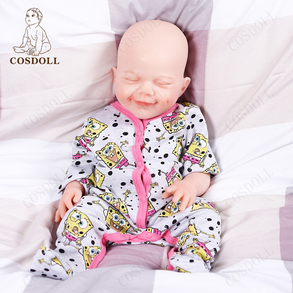 COSDOLL 18.5″ Drink-wet System Smiley Girl Reborn Baby Dolls Full Silicone Dolls