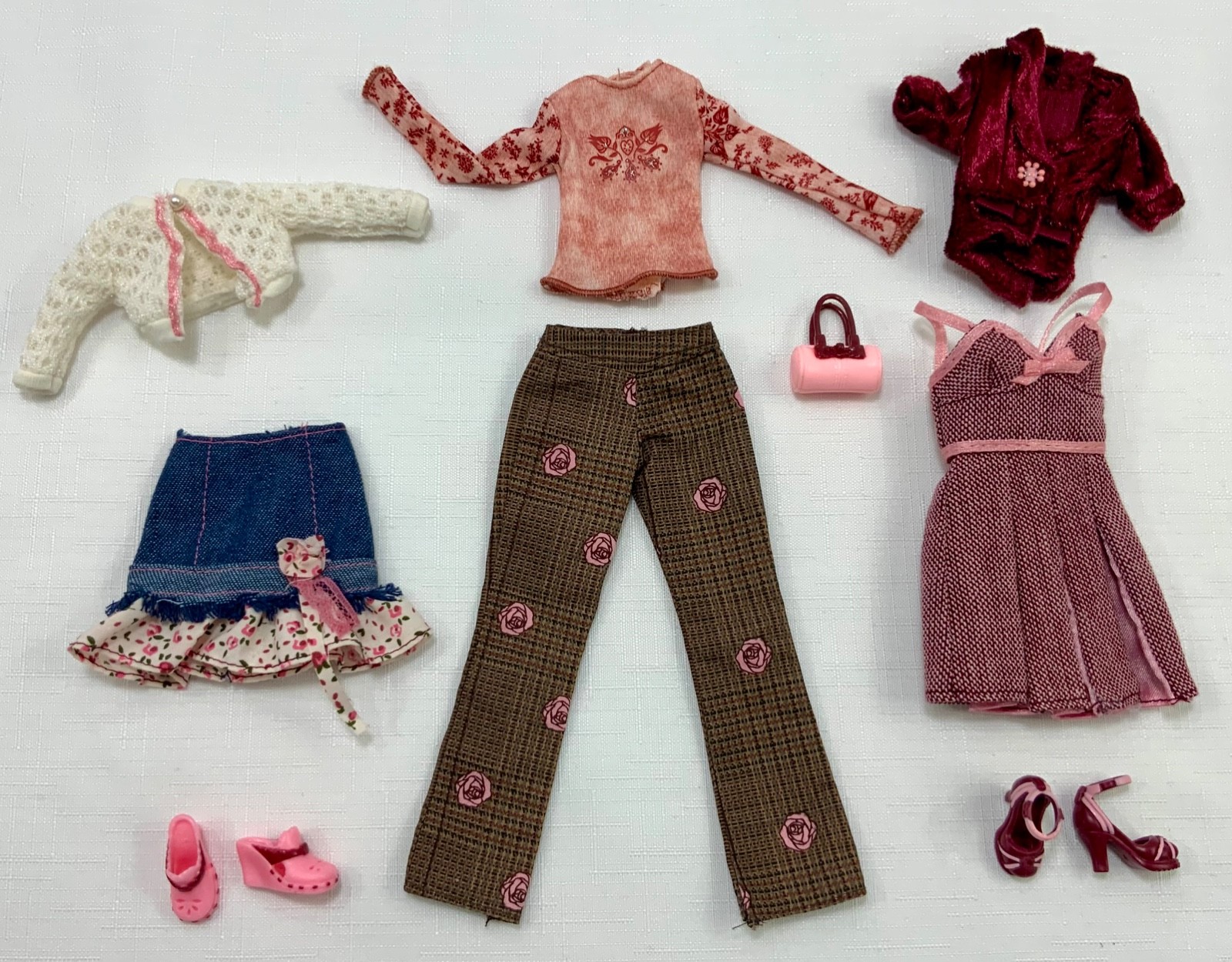 Fashion Fever Barbie 2005 Fashion Pack Pleated Dress Jean Skirt Floral Ruffle