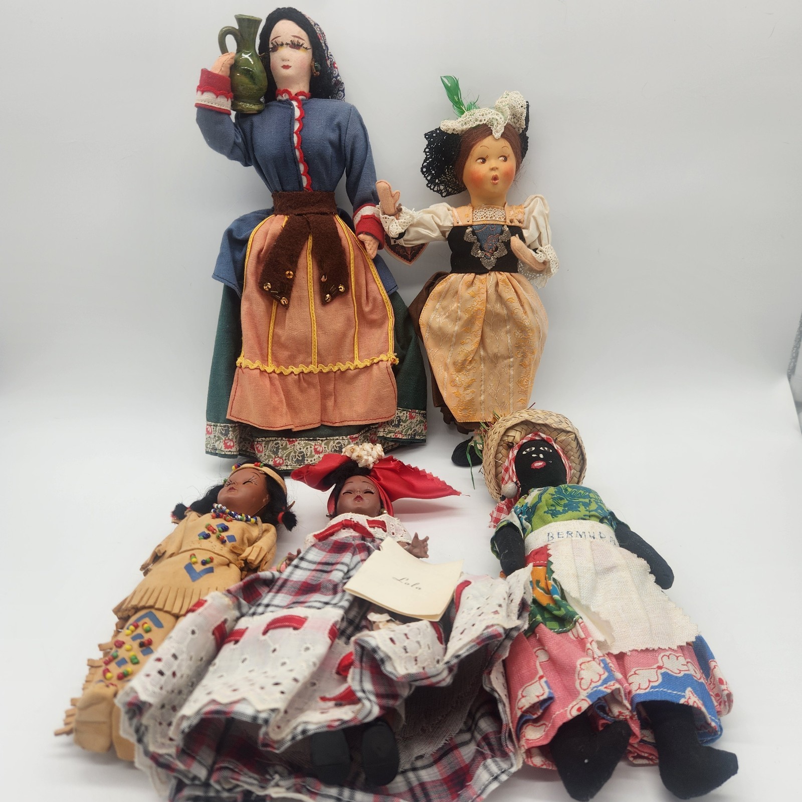 Vtg International Folk Costume Souvenir Dolls Lot (5)