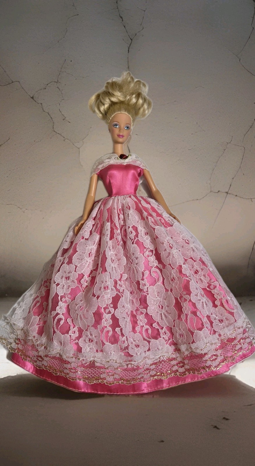 Mattel Vintage 90’s Holiday Updo Hair, in Pink Stars Ball Gown Ooak Clone C265