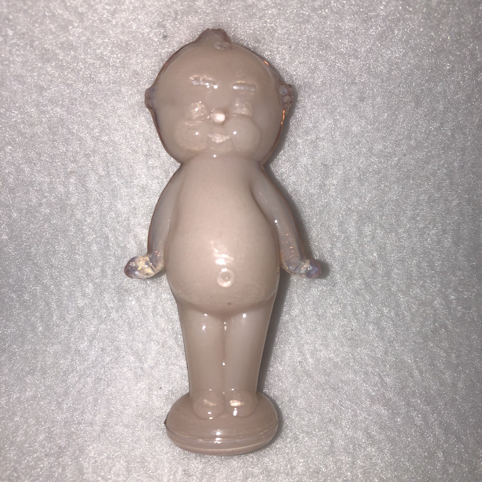 VINTAGE R Wetzel Glass Co 3″ Pink GLASS KEWPIE DOLL FIGURINE RW Zanesville Ohio