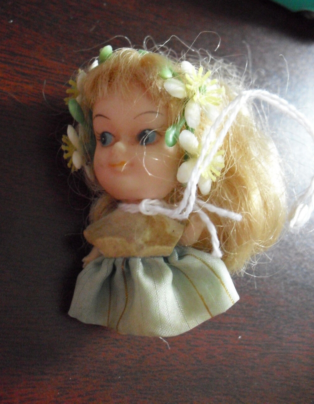 Vintage 1970s Miniature Vinyl Blonde Girl Doll 2 1/8″ Tall LB Mark