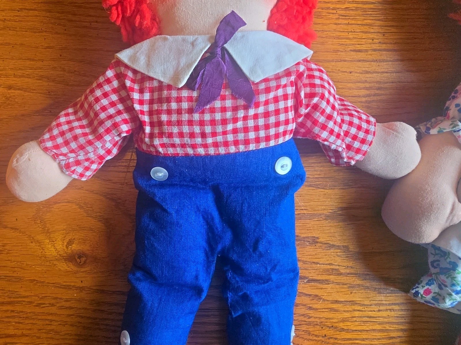 Vtg Raggedy Ann and Andy Knickerbocker Dolls 1960s Button eyes READ
