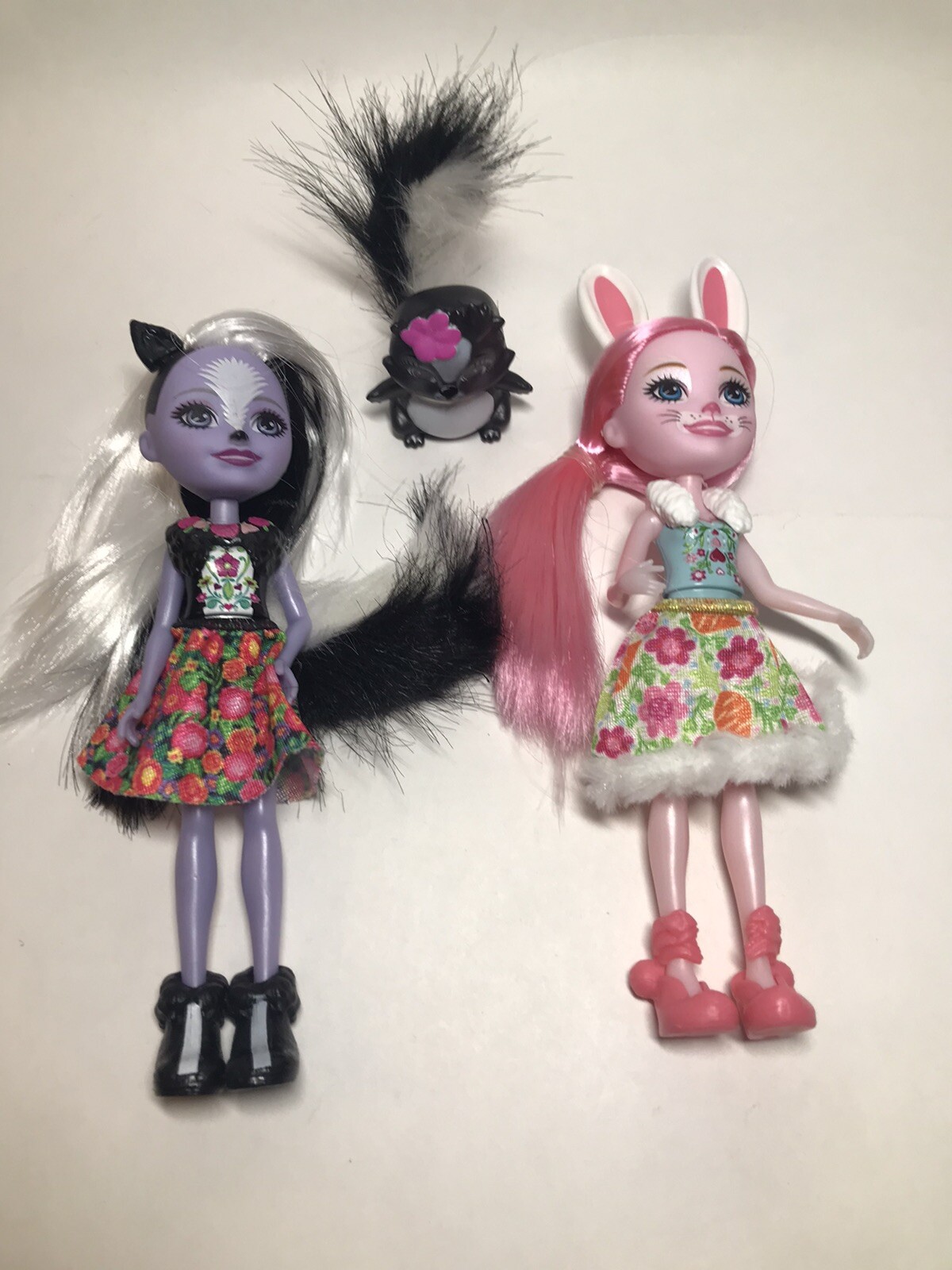 Mattel Enchantimals Sage Skunk & Caper & Rare Bree Bunny Doll Toy Animals Girl