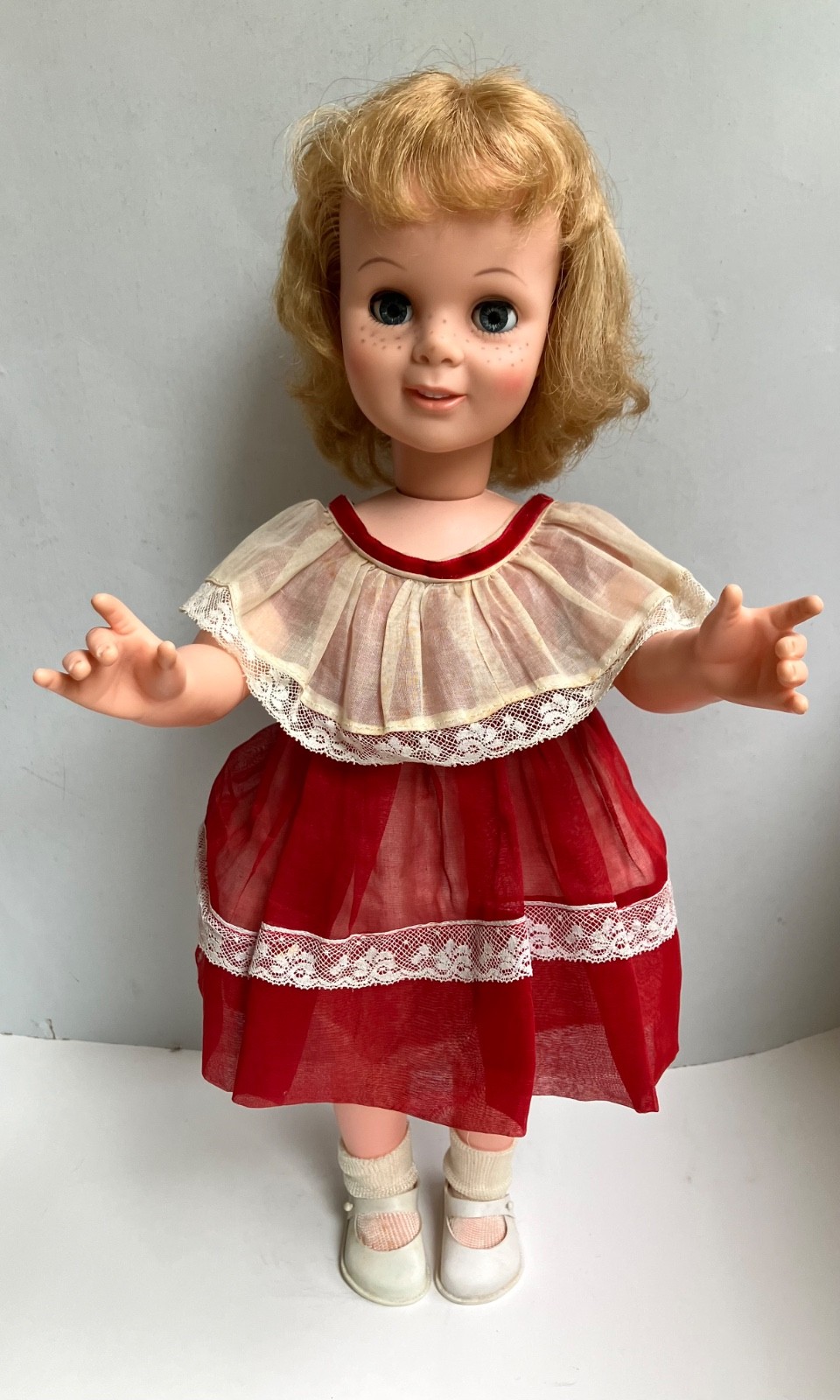 Vintage 1963 Eegee Tandy Talks Talking Doll 21” Original Clothing Very Good