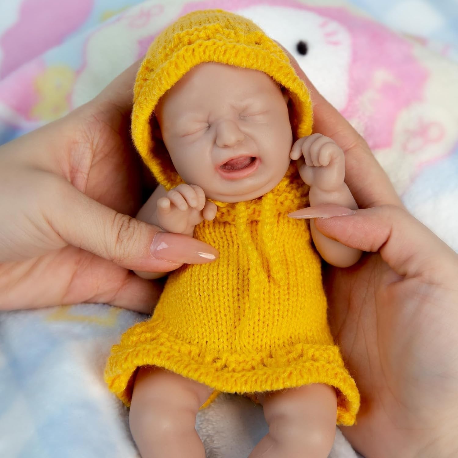 8-Inch Realistic Crying Mini Silicone Baby Doll with Feeding Kit & Gift Box